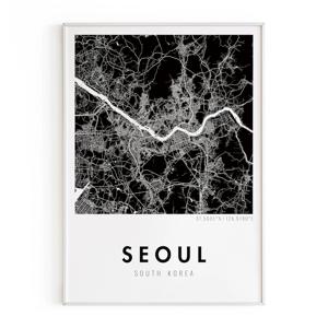 서울 Seoul 위성 지도 포스터 그림 액자 빈티지 인테리어 장식