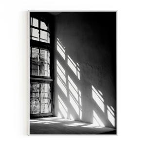 흑백 햇살 그림자 창문 포스터 사진 감성 인테리어 복도 액자