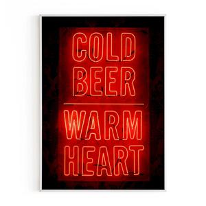 콜드비어 웜하트 네온 포스터 액자 술집 이자카야 홈바 인테리어