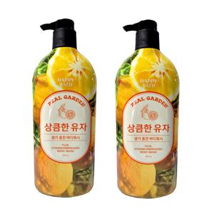 해피바스 리얼가든 상큼한 유자 바디워시 900gx2개 비타민 생기충전 대용량 샤워젤