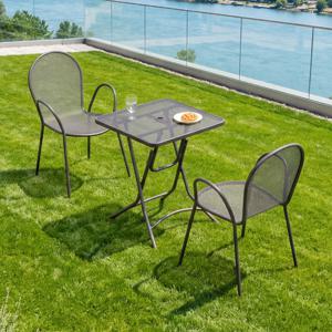 스틸망 600 사각 접이식 2인 테이블 세트 야외 카페 테라스 철재 정원 업소 매장 간이