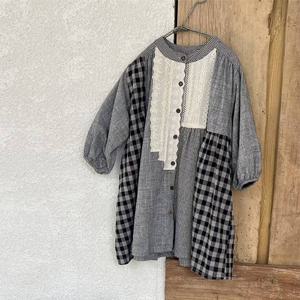 웬디 레이스 체크 패치 원피스 R15135