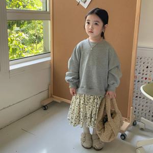 절개 맨투맨 플라워 원피스 R6985