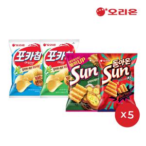 포카칩 66g 5개+어니언 66g 5개+썬 핫스파이시 80g 5개+갈릭바게트 80g 5개