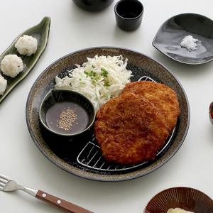 일본 스나고 블랙 대접시 26cm 돈까스 깊은 원형접시 메인그릇