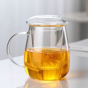 1+1 내열유리 거름망 찻잔 뚜껑 머그컵 차망 500ml