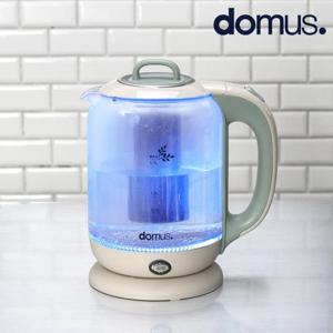 도무스 홈 무선 보온 전기 포트 1.7L 유리 전기주전자