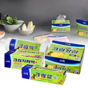 대용량 4종 세트(랩+롤백+지퍼백+크린장갑) 위생 비닐랩 비닐 봉투 일회용 비닐장갑