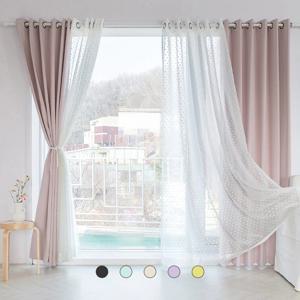 디망쉬 암막+모닝도트 속지커튼 4장세트 창문 거실 안방 3size 10color