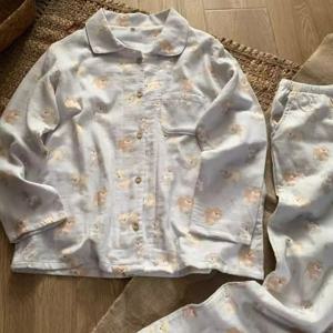 퍼피 본 이중거즈 순면 사계절 긴팔 잠옷 세트 1color