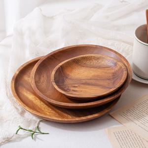 아카시아 나무 원형 접시 1P