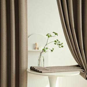 스톤 그리드 항균 인테리어 암막 커튼 브라운