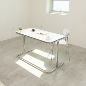 [리퍼]스테인레스 화이트 책상 데스크 라운드 크롬 컴퓨터책상 800