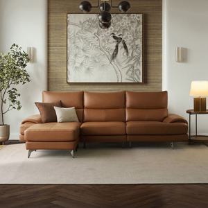 벤스 4인 소파 카우치형_카멜브라운