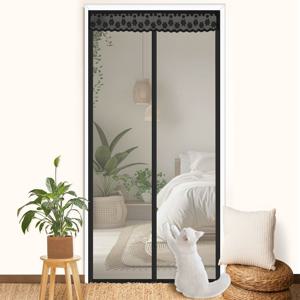 현관 방문 스크래치 방지 벨크로 부착 일체형 자석 모기장 러브버그 방충망 방충문 블랙