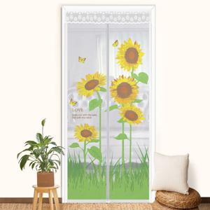 현관 방문 벨크로 부착 일체형 자석 모기장 러브버그 방충망 방충문 해바라기 3size