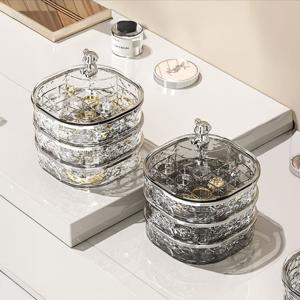 투명 회전 주얼리 보관함 보석함 반지 귀걸이 팔찌 트레이 소품 정리 케이스 수납 정리대