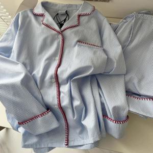 레드 스티치 홈웨어 세트 여성 잠옷 세트