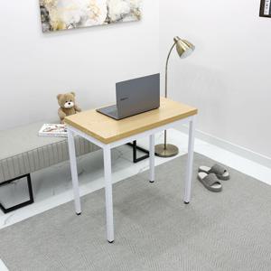 작은 사이즈 오크 화이트 스틸 입식 750 x 450 1인용 학원 책상 LWK7545