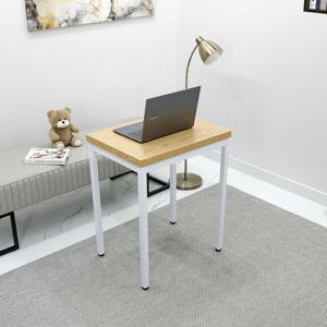 오크 LPM 상판 화이트 다리 미니 입식 책상 테이블 600 x 450 소품 정리 테이블