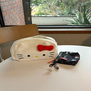 Cuddle Ribbon Pouch 헬로 키티 페이스 소프트 미니 메이크업 파우치 필통