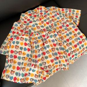 반팔 잠옷 세트 레인보우 하트 순면 이중거즈 여름 홈웨어 1color