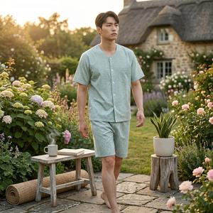 남성용 리플 반팔 여름 잠옷 실내복 상하세트
