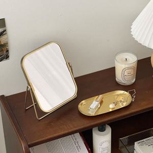 양면 탁상거울 무광 골드 확대 사각 거울(골드트레이 사은품증정)