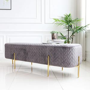 [리퍼] 리프 3인용 벨벳 골드 인테리어 베드벤치 식탁 벤치 스툴 소파(스퀘어) CL383