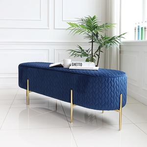 [리퍼] 리프 3인용 벨벳 골드 인테리어 베드벤치 식탁 벤치 스툴 소파(라운드) CL383