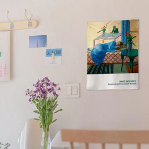 데이비드 호크니 명화 패브릭 포스터 22종 - 10.F- 모델과 미완성된 자화상