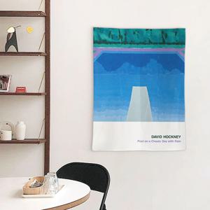 데이비드 호크니 명화 패브릭 포스터 22종 - 6.F-비내리는 흐린날의 수영장