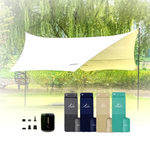 차박 캠핑2종세트 1kg 경량 자충에어매트 5T + LED 무선에어펌프