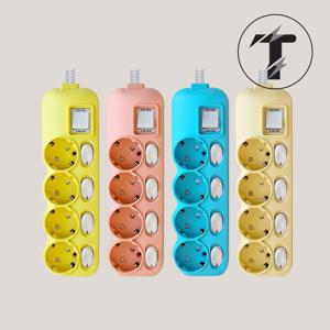 국산 컬러 멀티탭 4구 개별 스위치 과부하차단 0.4m/1.5m/2.5m/4.5m