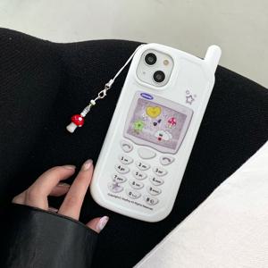 MADE 어썸 화이트 안테나 아이폰케이스 레트로 전화기 y2k 키치 귀여운 버섯 키링