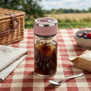 휴대용 유리텀블러 300ml 핑크