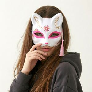 일본 여우 가면 반가면 고양이 방울 코스프레 코스튬 할로윈 파티 방울 3color