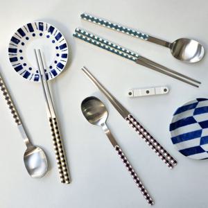 감성 밥상 베라 체크 수저세트 (선물상자 선택)