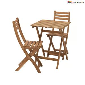 ASKHOLMEN 2인용 야외 원목 테이블과 의자 세트