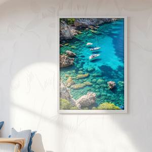 어느 해안가 - 에메랄드 바다 감성 아트 포스터 (A4~A1)