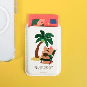 다이노탱 해변 아이폰 갤럭시 맥세이프 카드지갑 수납 가죽 캐릭터 포켓 케이스