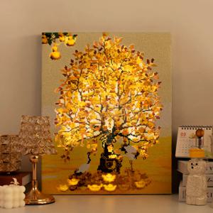 DIY 고급형 LED 보석십자수 (캔버스형) 황금돈나무 40X50cm