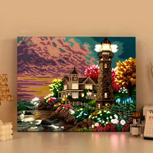 DIY 고급형 LED 보석십자수 (캔버스형) 등대가 있는 풍경(리뉴얼) 40X50cm