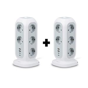 고용량 멀티탭 1+1 타워형 스탠드형 4000W 15구(USB-A타입, C타입 포함)