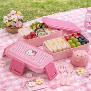 헬로키티 카오하나 2단 도시락통 600ML 돔형 런치박스