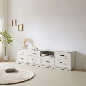 바비 2400 거실장 ( 600+1800mm) 대리석패턴상판+ 멀바우상판