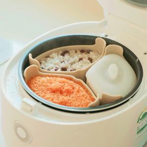 모모빈 실리콘 이유식 밥솥 칸막이 3입 분리형 6인용 뚜껑포함