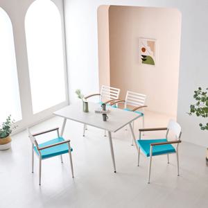 야외테이블세트 알루미늄 티탁자셋트 4인용 사각식탁 발코니 카페 펜션 정원가구 SDDR4DN