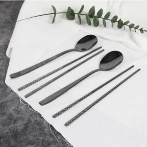 마시피렌체 로얄 블랙티타늄 수저세트 혼수 집들이 선물용 위생 주방 한식 숫가락 젓가락