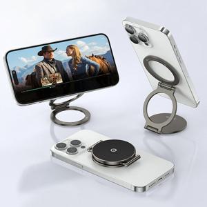 맥세이프 양면자석 풀메탈 3단 폴딩 스탠드 삼각대홀 마운트 1/4 나사홀 헬스장